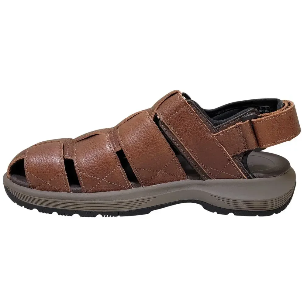 Clarks Men Guideview Cove Fisherman Sandals Size US 7M Dark Brown Leather